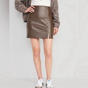 Old Navy Brown Faux Leather Mini Skirt
